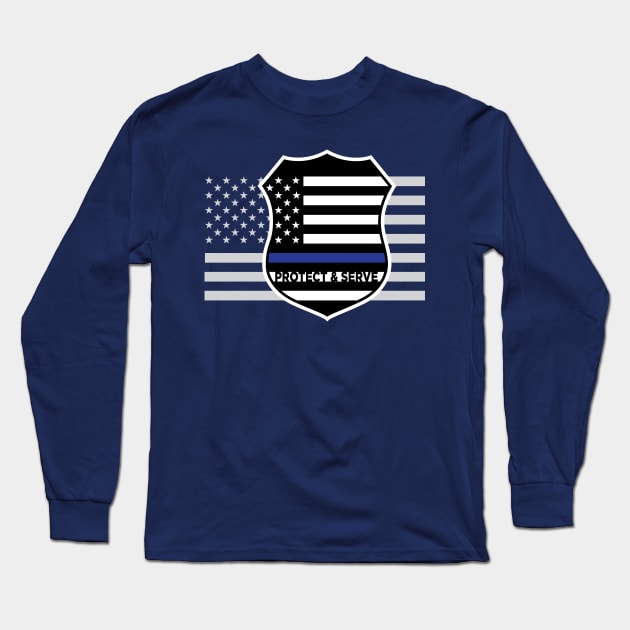 Thin blue line Long Sleeve T-Shirt by Shapetrix